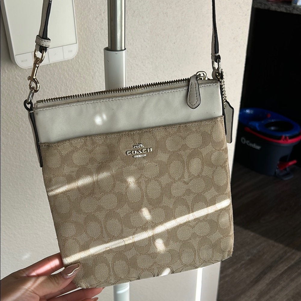 Coach Beige and White Crossbody Bag